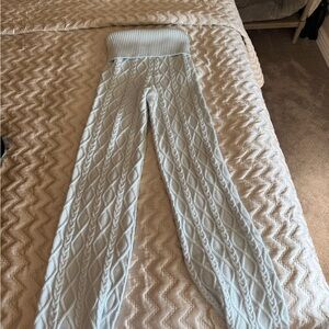 SKIMS Soft Blue Cable Knit Pants